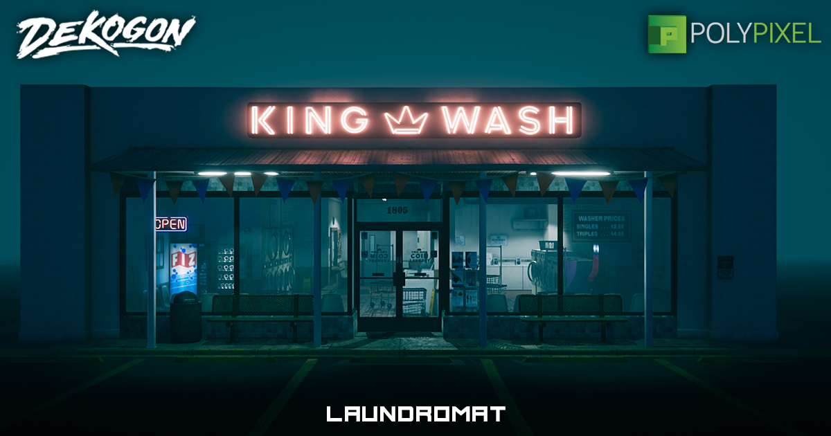 King Wash Laundromat Environment 3D 都市 Unity Asset Store