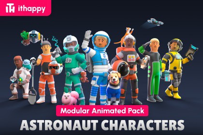 Astronaut Characters - Low Poly 3D Models Pack