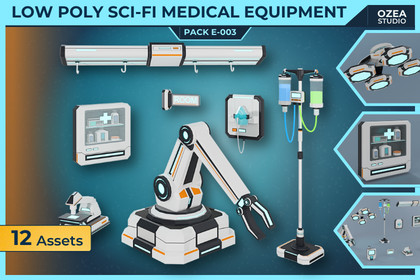 Low Poly Sci-Fi Medical Equipment Pack E-003