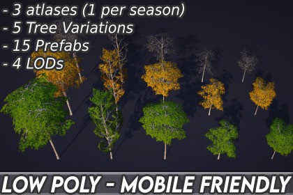 Low-Poly Birch Tree Pack - Multi-Season