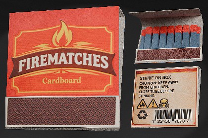 Low Poly Matchbook - Cardboard Matches Game Ready Low-poly 3D model