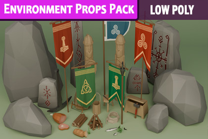 Viking Props Pack – Stylized Low Poly