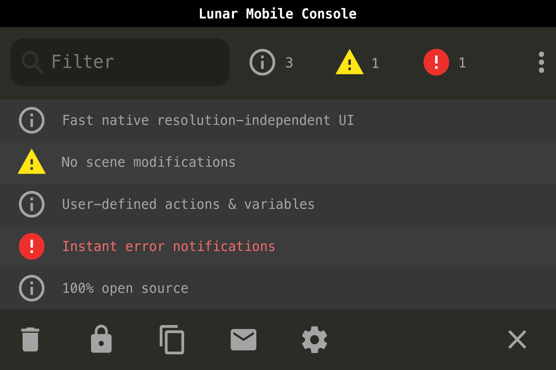 Lunar Mobile Console - PRO | GUI Tools | Unity Asset Store