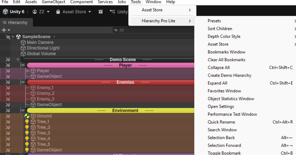 Unity Hierarchy Example Hierarchy Pro Lite | GUI Tools | Unity Asset Store