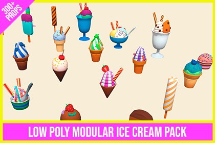 Low Poly Modular Ice Cream Pack (300+ Props)