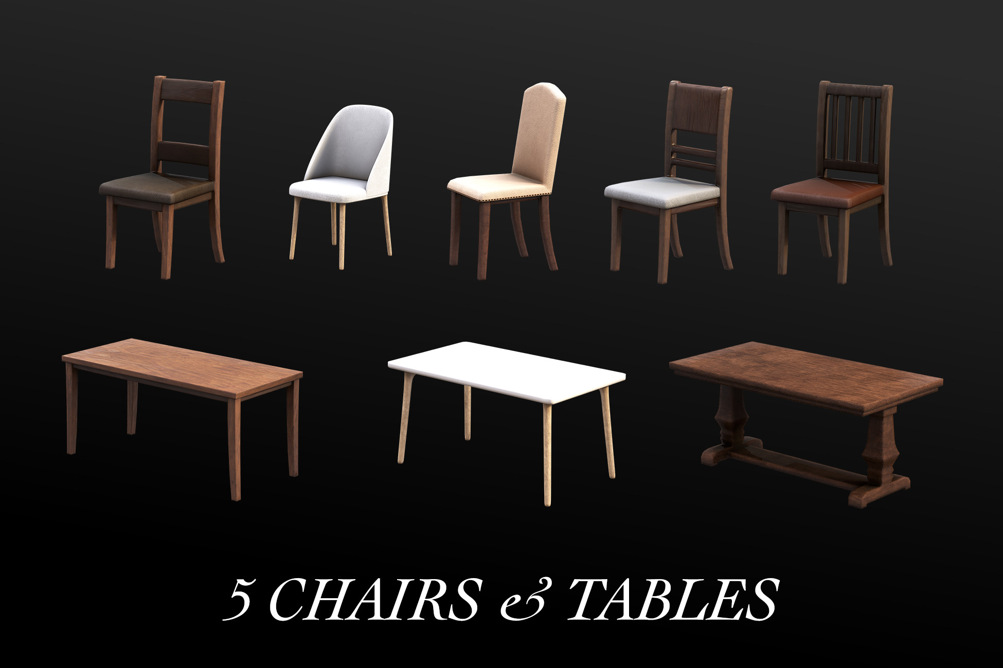 3D Game Asset - Table & Chair Sets | 3D Props | Unity Asset Store