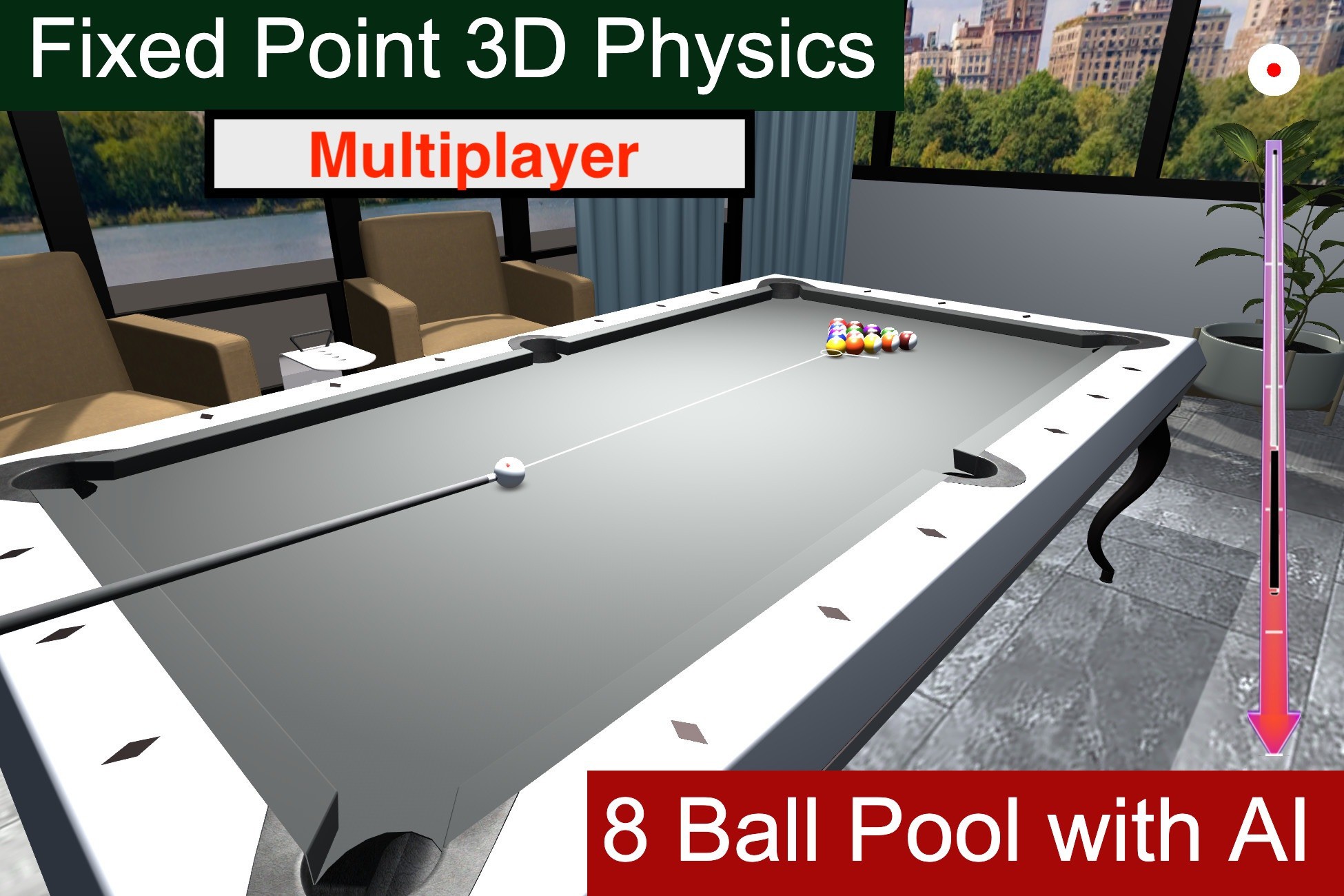 Billiard Multiplayer, AI, Fixed-Point 3D Physics (Calculable Mechanics v2)
