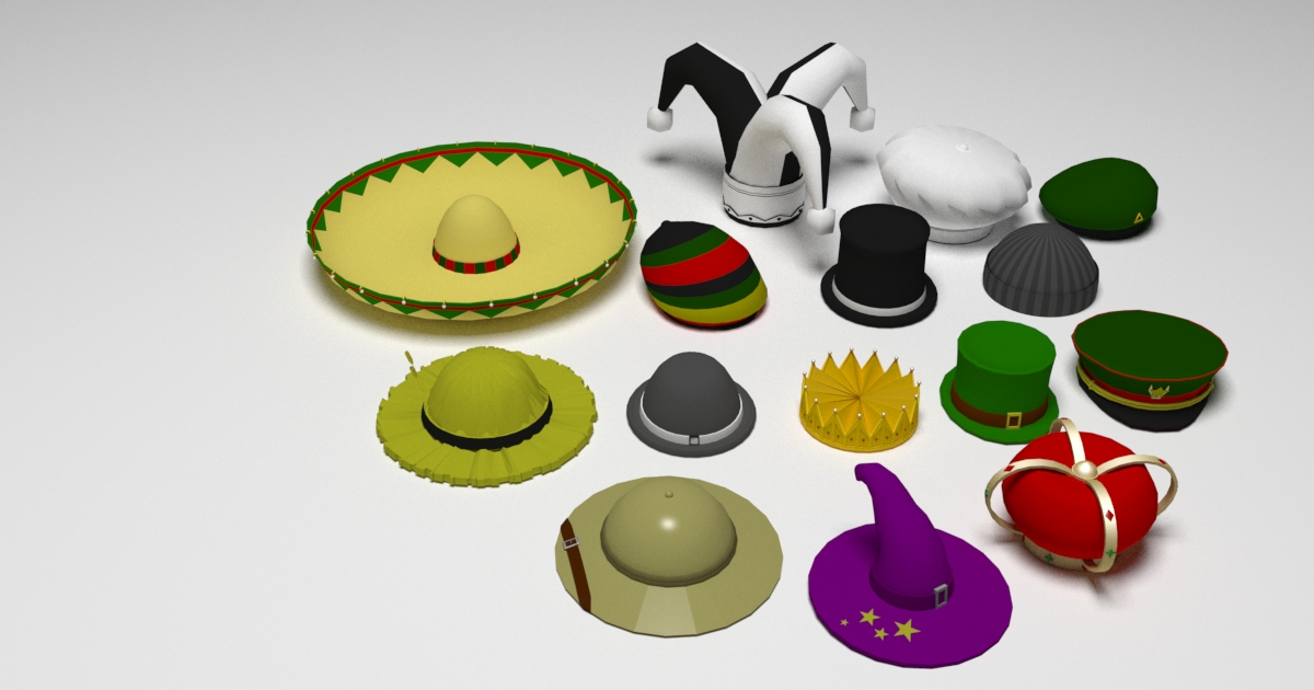 Low poly hats | 3D 소품 | Unity Asset Store