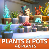Low Poly Plants & Pots Pack with Growth System / Cosmic Retro