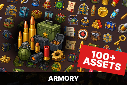 Armory Ammunition Weapons Explosives Combat Equipment Icons Pack