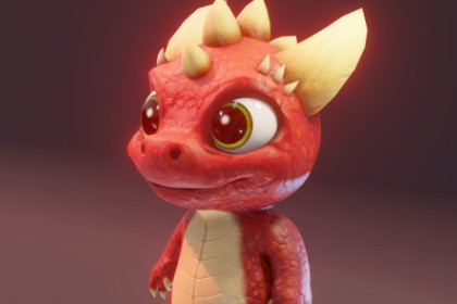 Cartoon Red Dinosaur 3D Model (Low-Poly, Game-Ready, Animated, Built-In)
