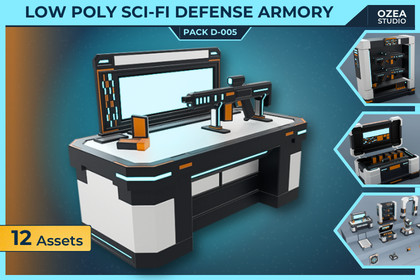 Low Poly Sci-Fi Defense Armory Pack D-005