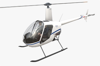 Helicopter R22 White Basic Animation