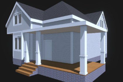 Low Poly Modern Family House