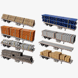 Flatbed Trailer with 7 Loads Single Mat URP HDRP Textures