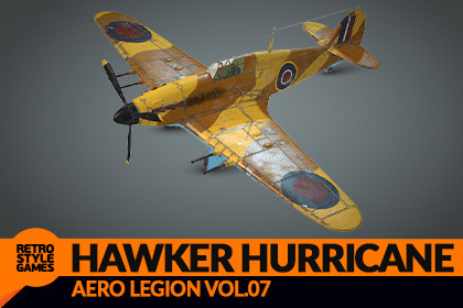 Hawker Hurricane Mk IIB WW2 Fighter Airplane - Game-Ready 3D Model