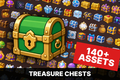Treasure Chests Loot Boxes Gems Coins Vaults Rewards Icons Pack