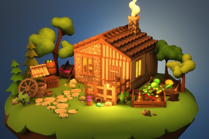 Low Poly 3D Medieval Town Assets