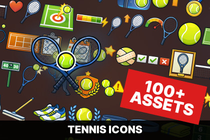 Tennis Game UI Icons Pack for Sports Simulation Arcade and Casual Games