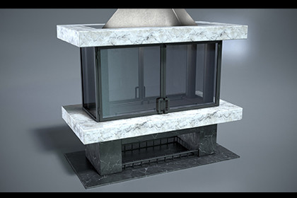 Modern Double-Sided Fireplace