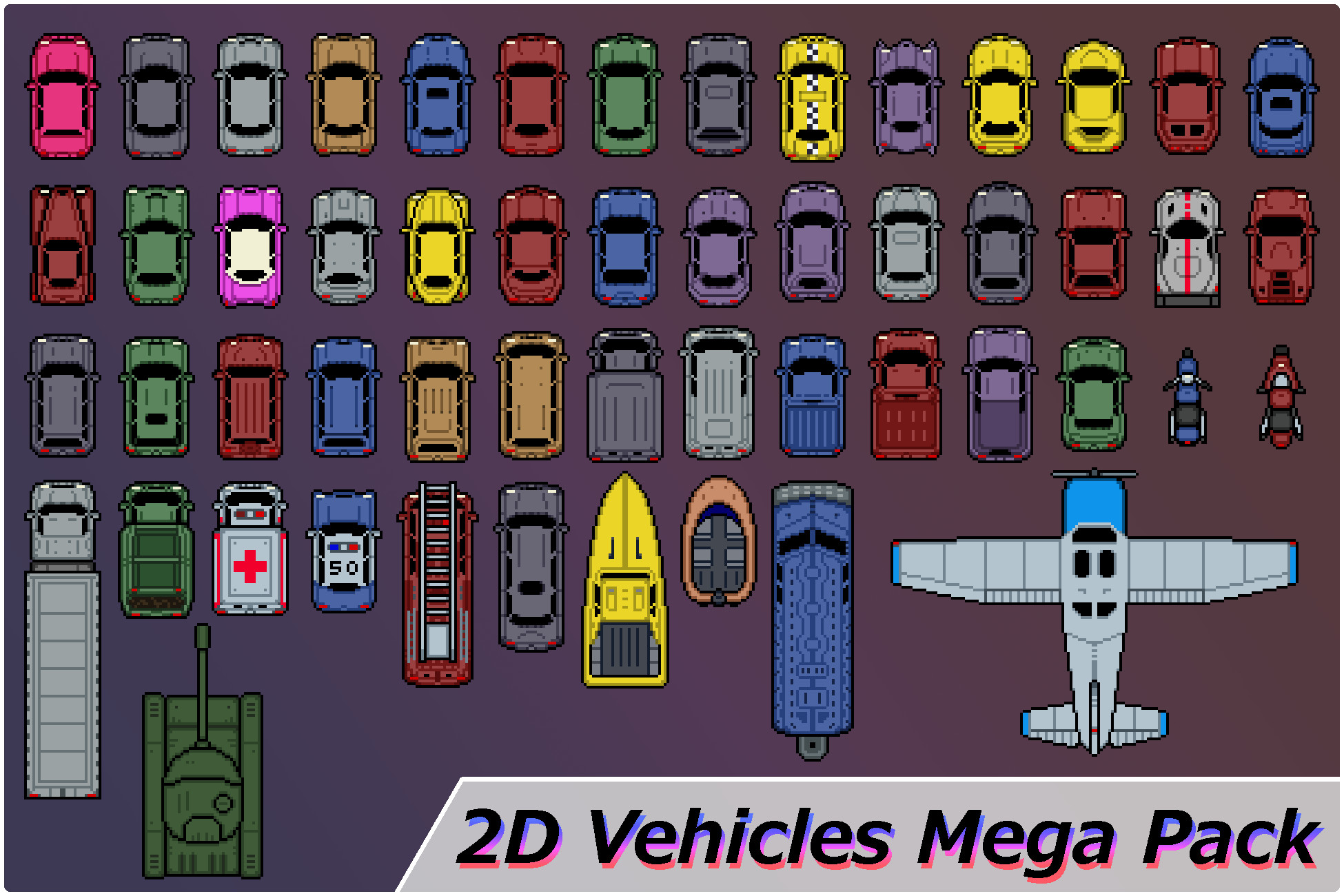 Unity Asset Vehicles 2D Vehicles Mega Pack | 2D | Unity Asset Store
