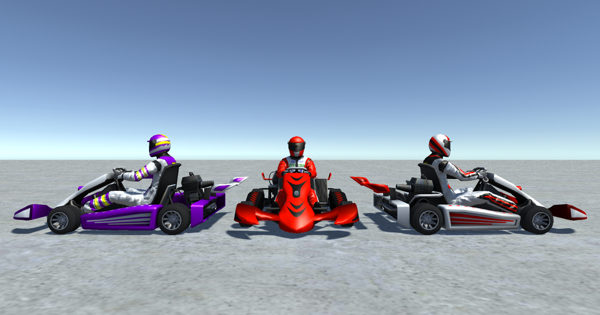 3 Low Poly Karts with Player 13 3D Land Unity Asset Store