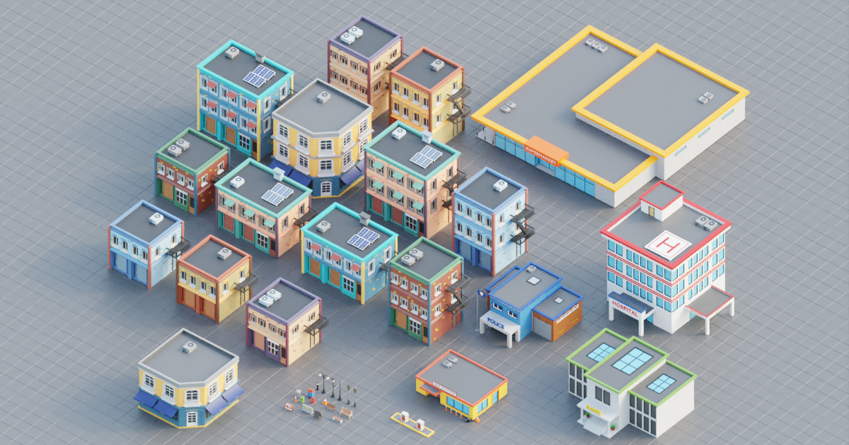 City Asset Unity Low Poly 3d Modern City Bundle | 3D 주변환경 | Unity Asset Store
