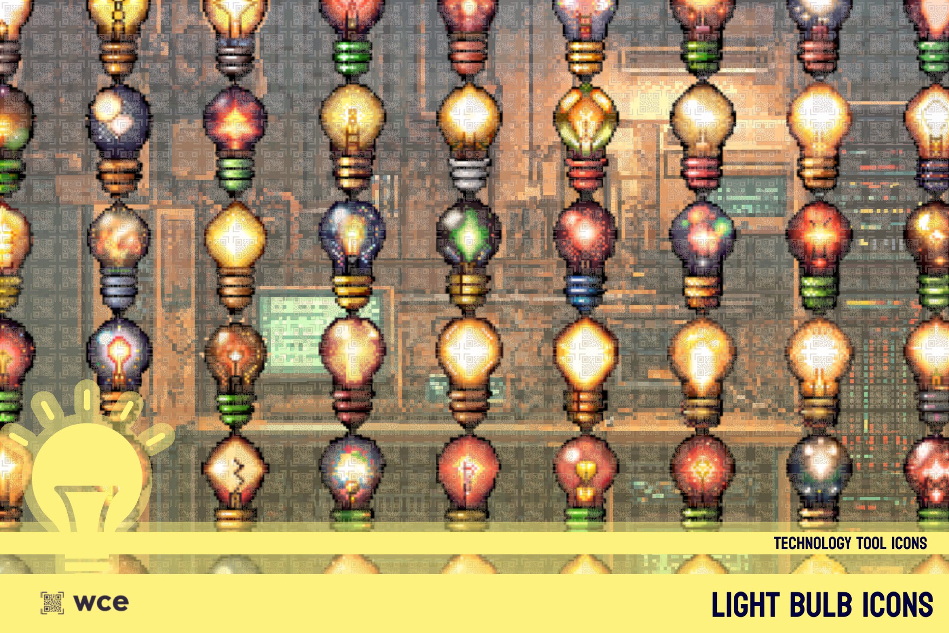 Light Bulb Icons - 2D Pixel Technology Tools and Profession Resource ...