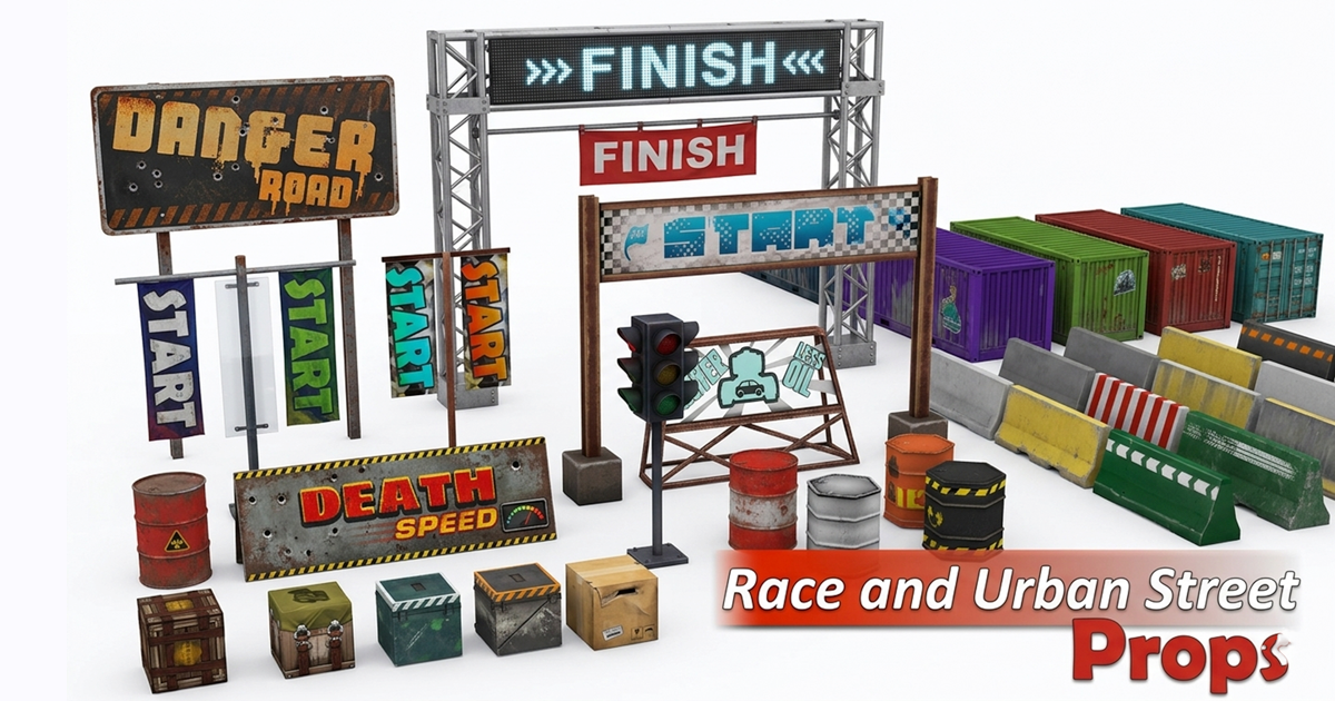 Race and Urban Street Props | 3D Exterior | Unity Asset Store