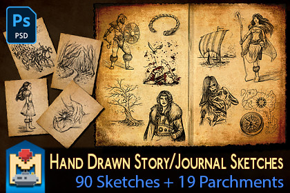 2D Hand Drawn Game Story Journal Sketches