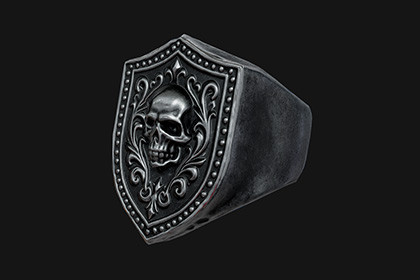 Skull Shield Ring – 3D Model Game Ready