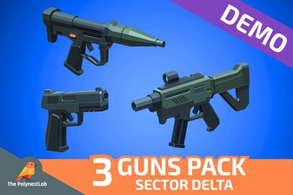 FREE: Sci-Fi Low Poly Guns Pack - Sector Delta | Cosmic Retro