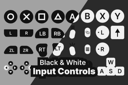 Black and White Game Input Icons