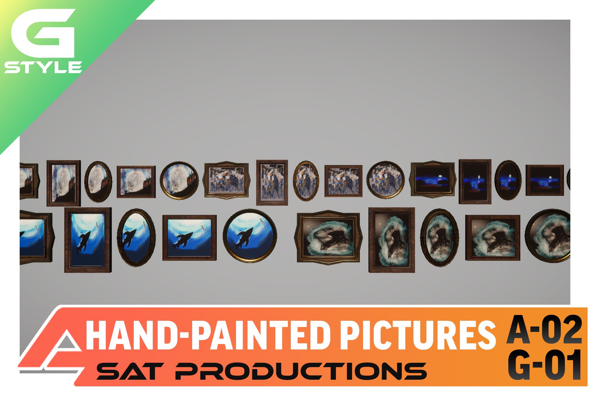 Hand-Painted Picture Frames Pack 01 | 3D Interior | Unity Asset Store