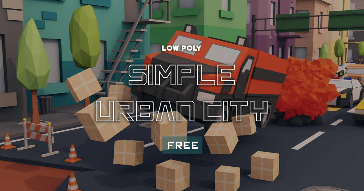 City Asset Unity Free Low Poly Simple Urban City 3D Asset Pack | 3D Urban | Unity Asset ...