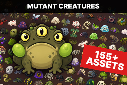 Fantasy Monsters Mutant Creatures Insects Reptiles Swamp Enemies Icons Pack