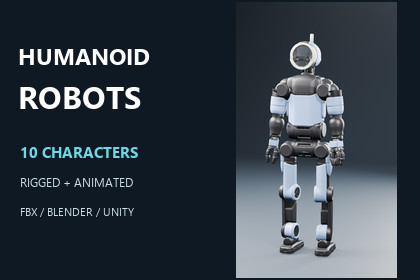 Humanoid Robot Collection - 10 Rigged Characters