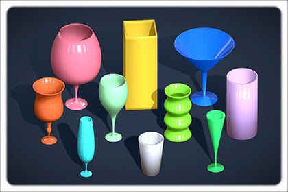 10 Drink Glasses Pack - 3D Low Poly Models Set