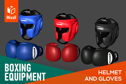 Boxing equipment - helmet and gloves