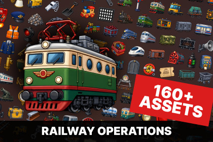 Railway Transport Train Station Logistics Railroad Tycoon Icons Pack