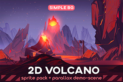 2D Volcano Landscape Game Content Shopper Unity Asset Store Sales 