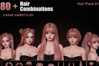 Modular Female Hairstyles – Hair Pack 01