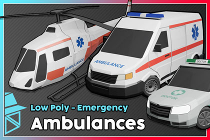 Low Poly Ambulance Vehicles Pack