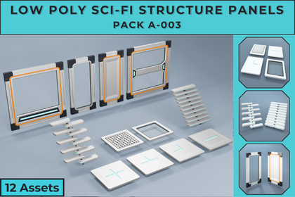Low Poly Sci-Fi Structure Panels Pack A-003