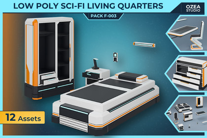Low Poly Sci-Fi Living Quarters Props Pack F-003