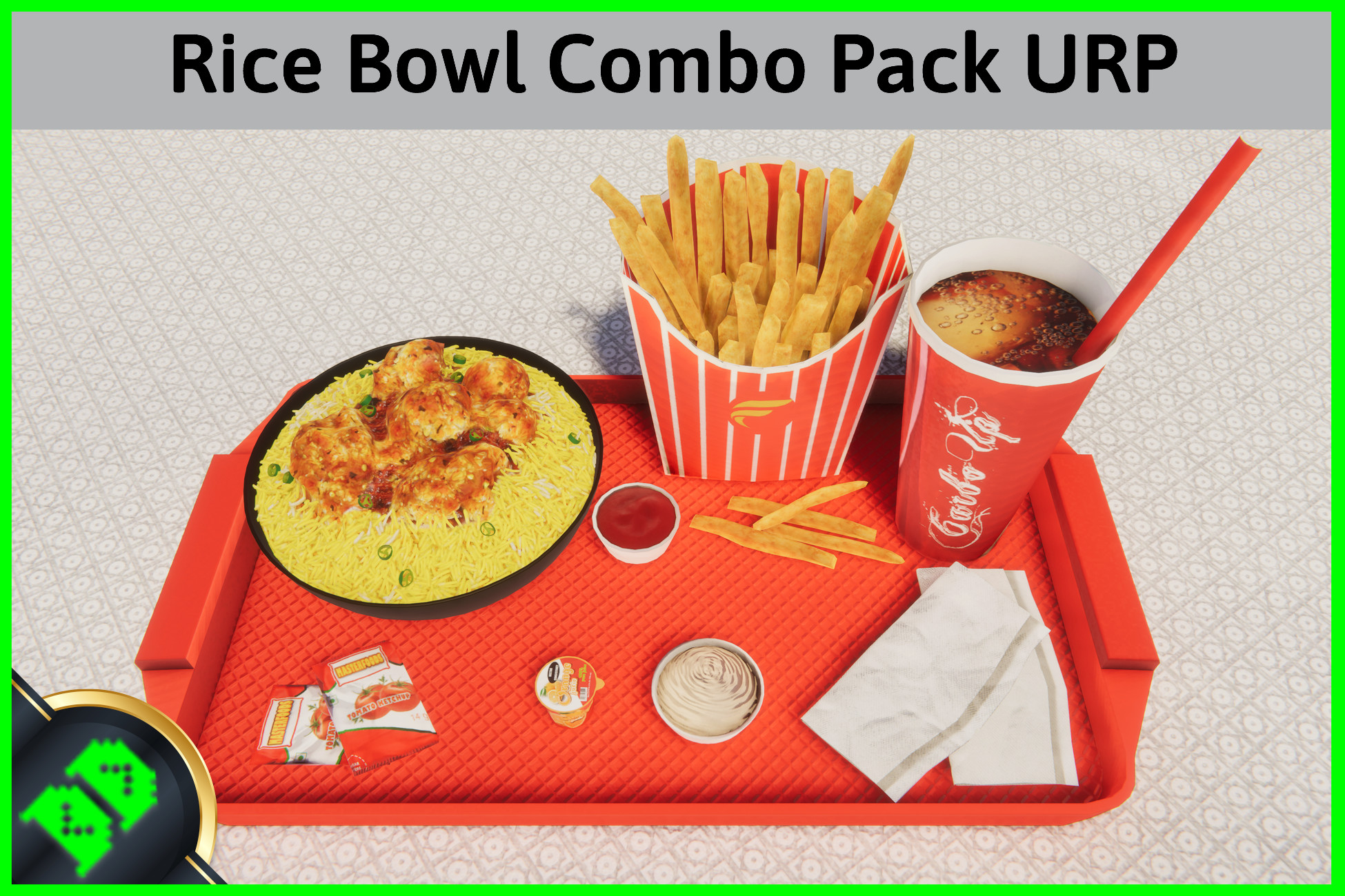 Green Rice Cook Unity Rice Bowl Combo Pack URP | 3D 음식 | Unity Asset Store