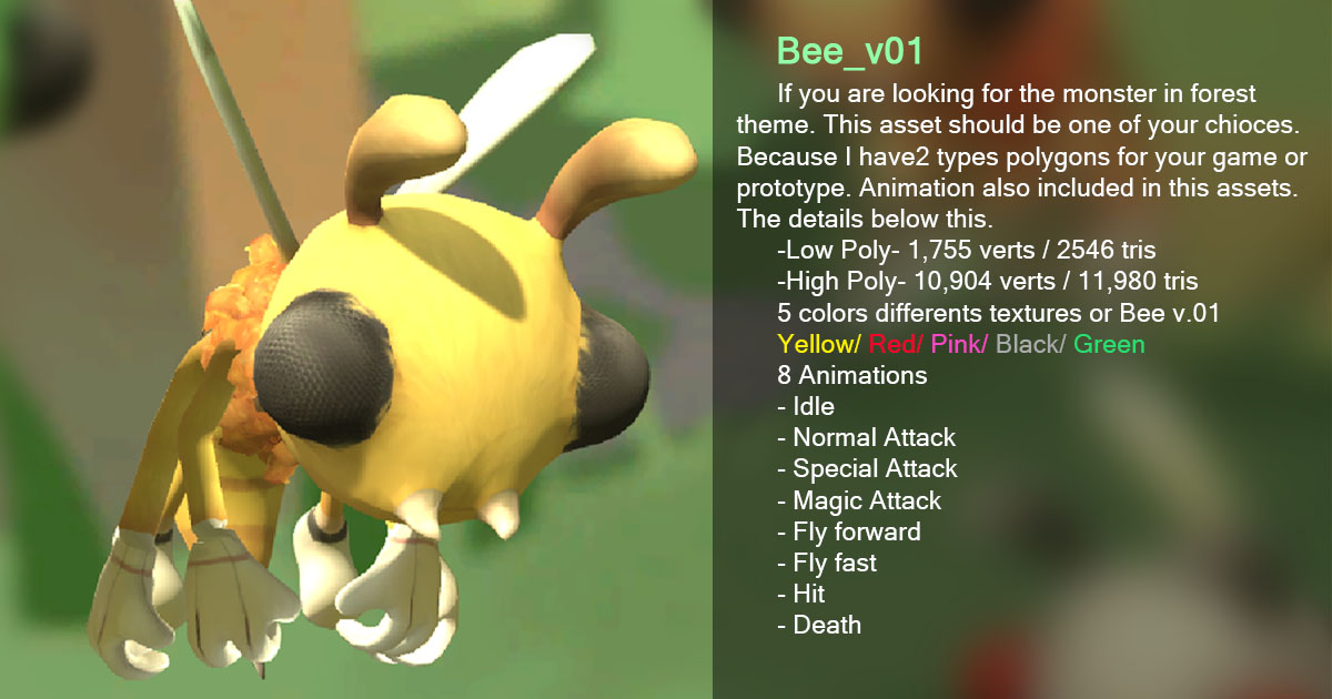 Bee_v_01 | Characters | Unity Asset Store