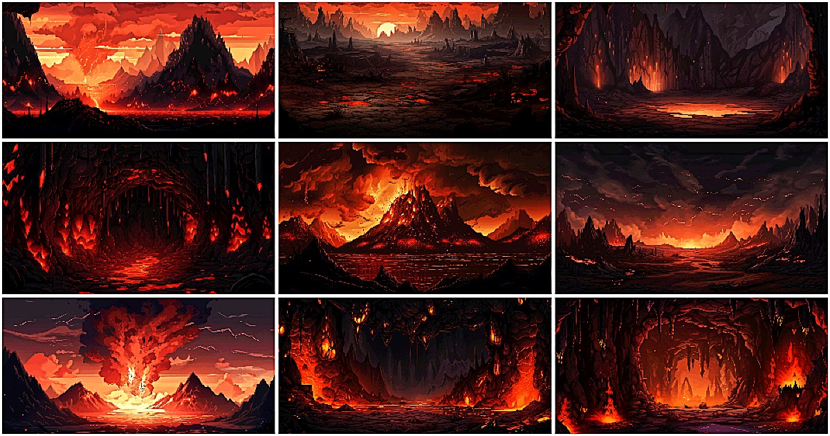 BACKGROUND - Pixel Volcano 2 | 2D Environments | Unity Asset Store