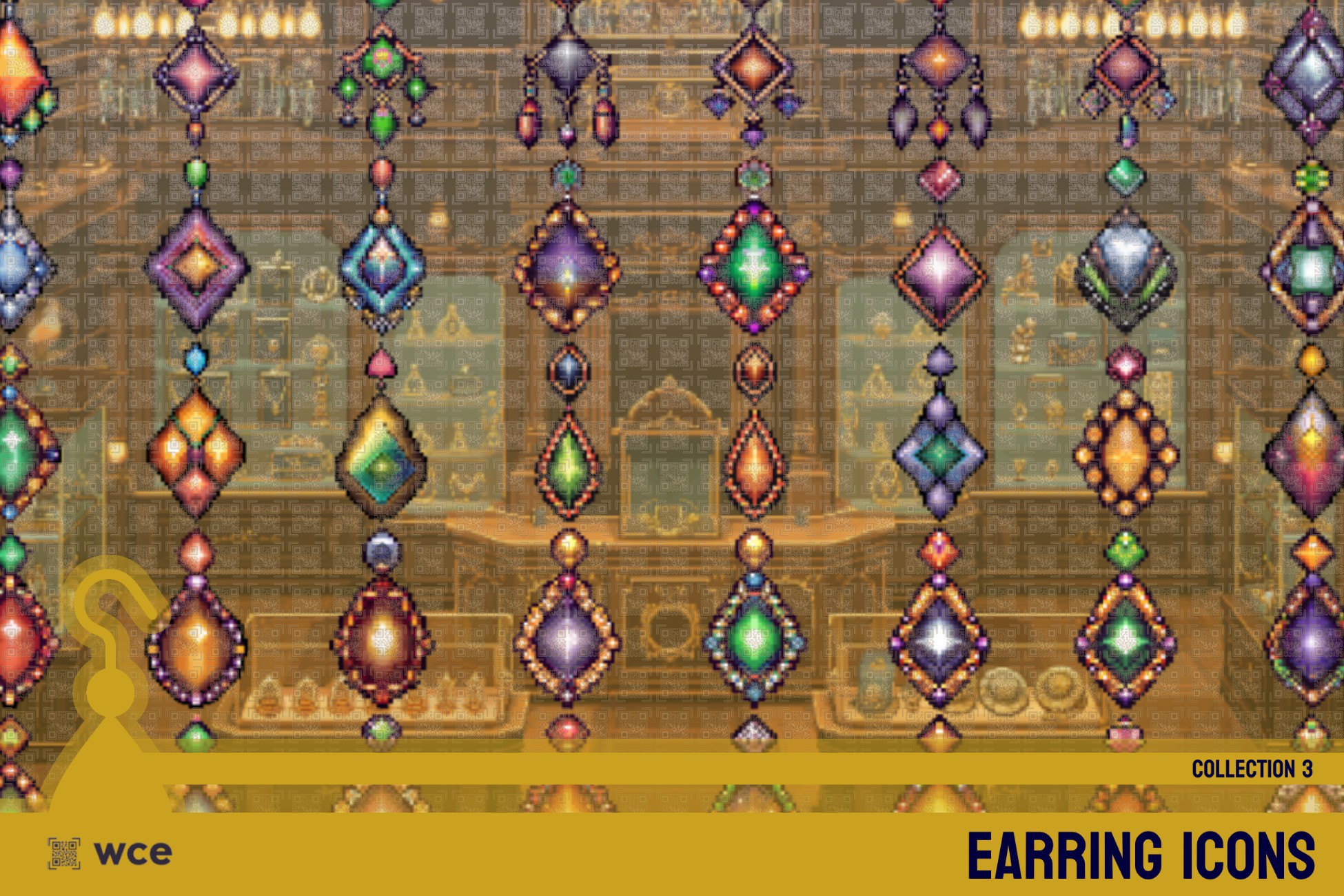 Unity Icon Rings Earring Icons - Collection 3 - 2D Pixel Jewelry and Accessories Bundle ...