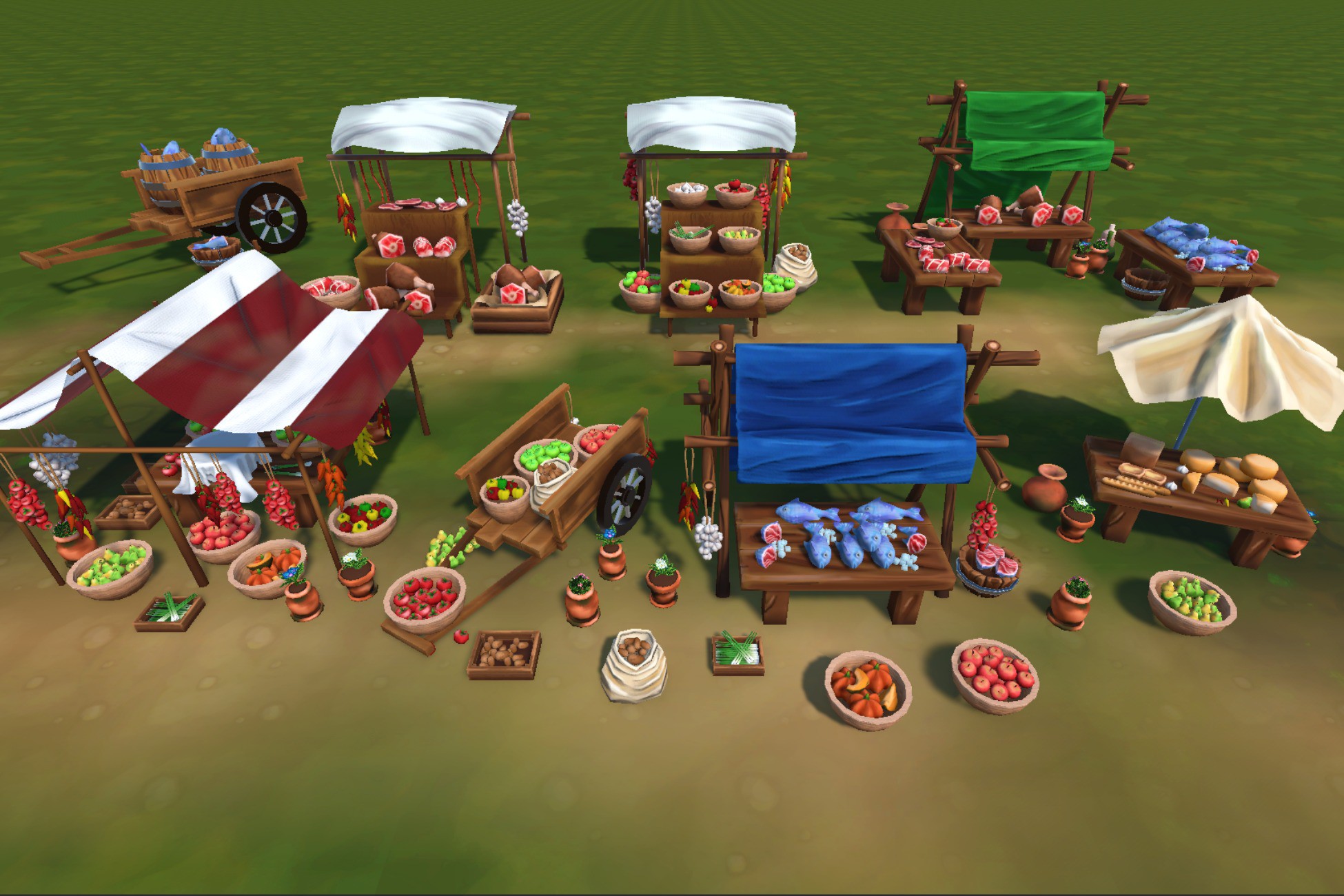 Stylized Hand-Painted Market Stalls & Props | 3D Fantasy | Unity Asset ...